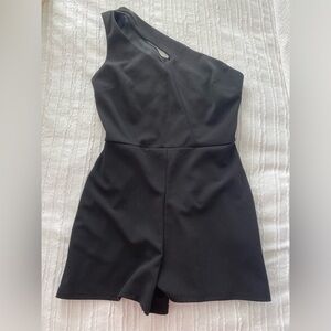 One Shoulder Black Romper